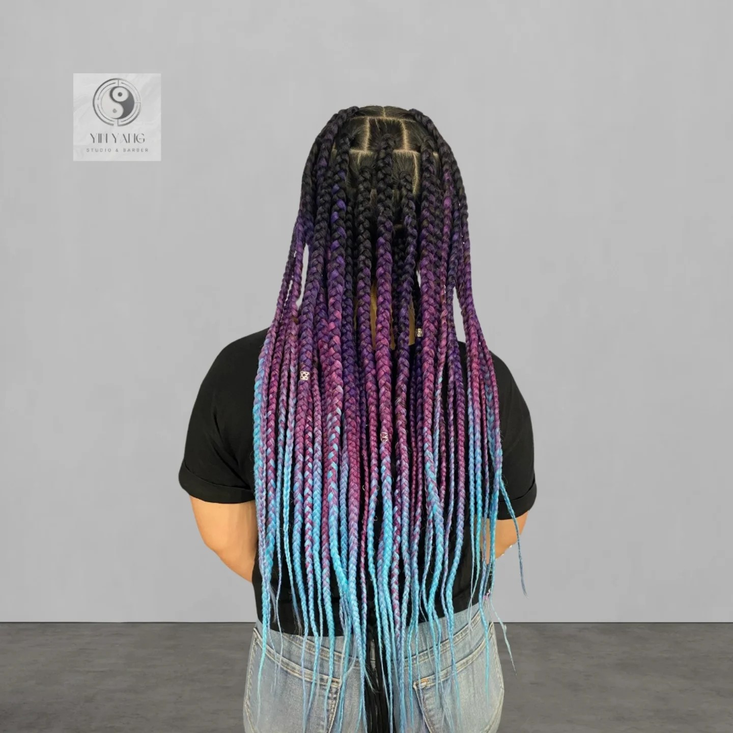 Vibrant Long Jumbo Braids with Oceanic Ombre