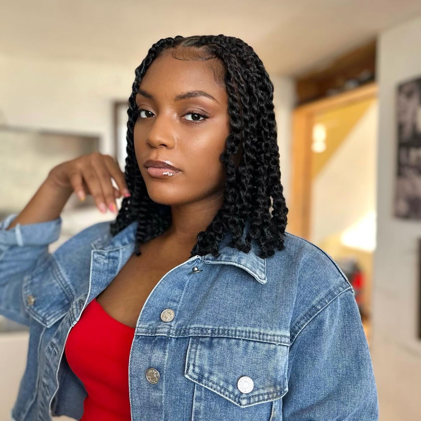Chic Twisted Bob with Defined Curls