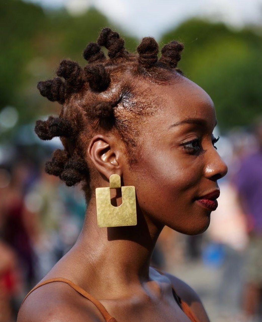 Defined Bantu Knots with Playful Texture