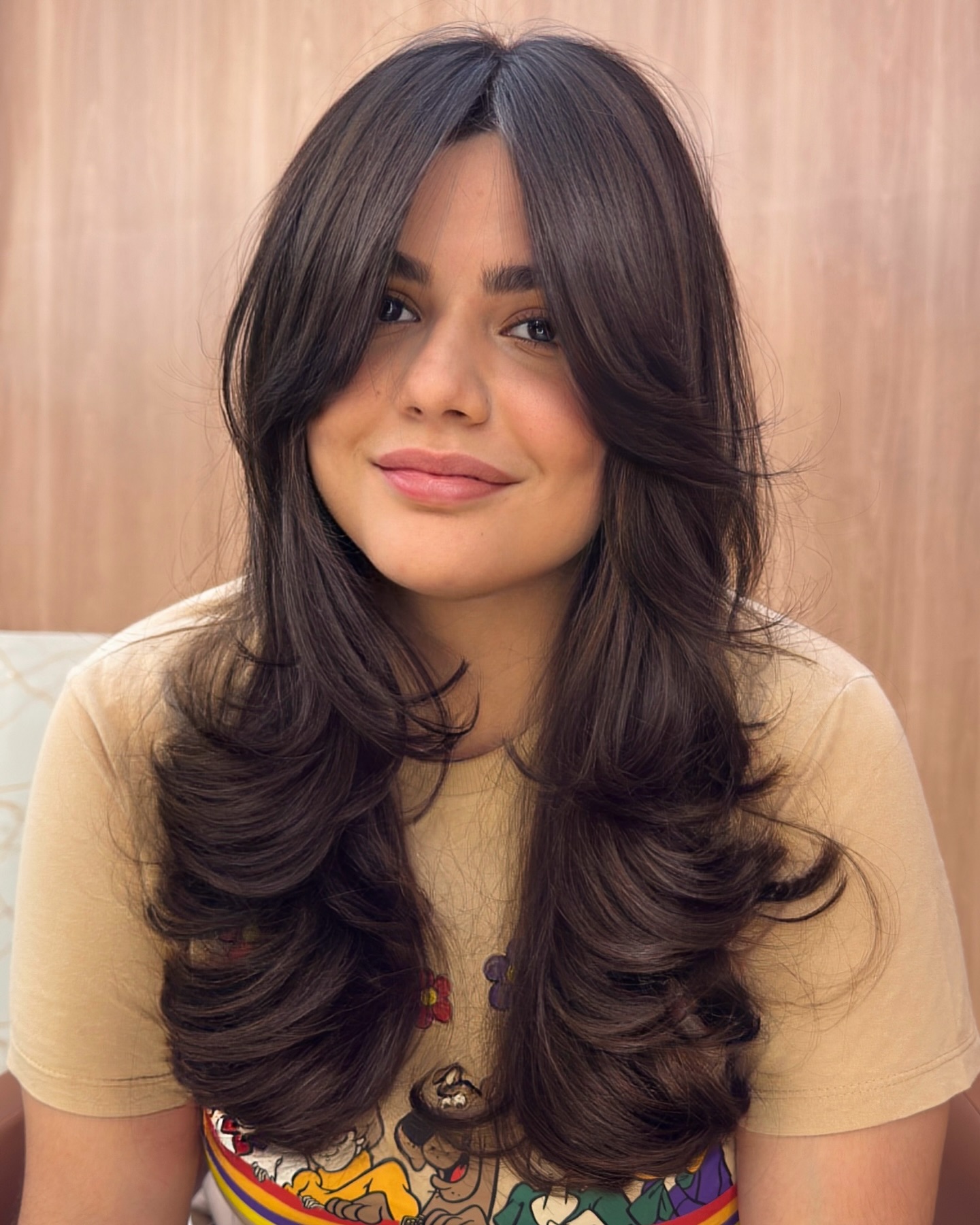Modern Long Layered Cut with Soft Side Bangs