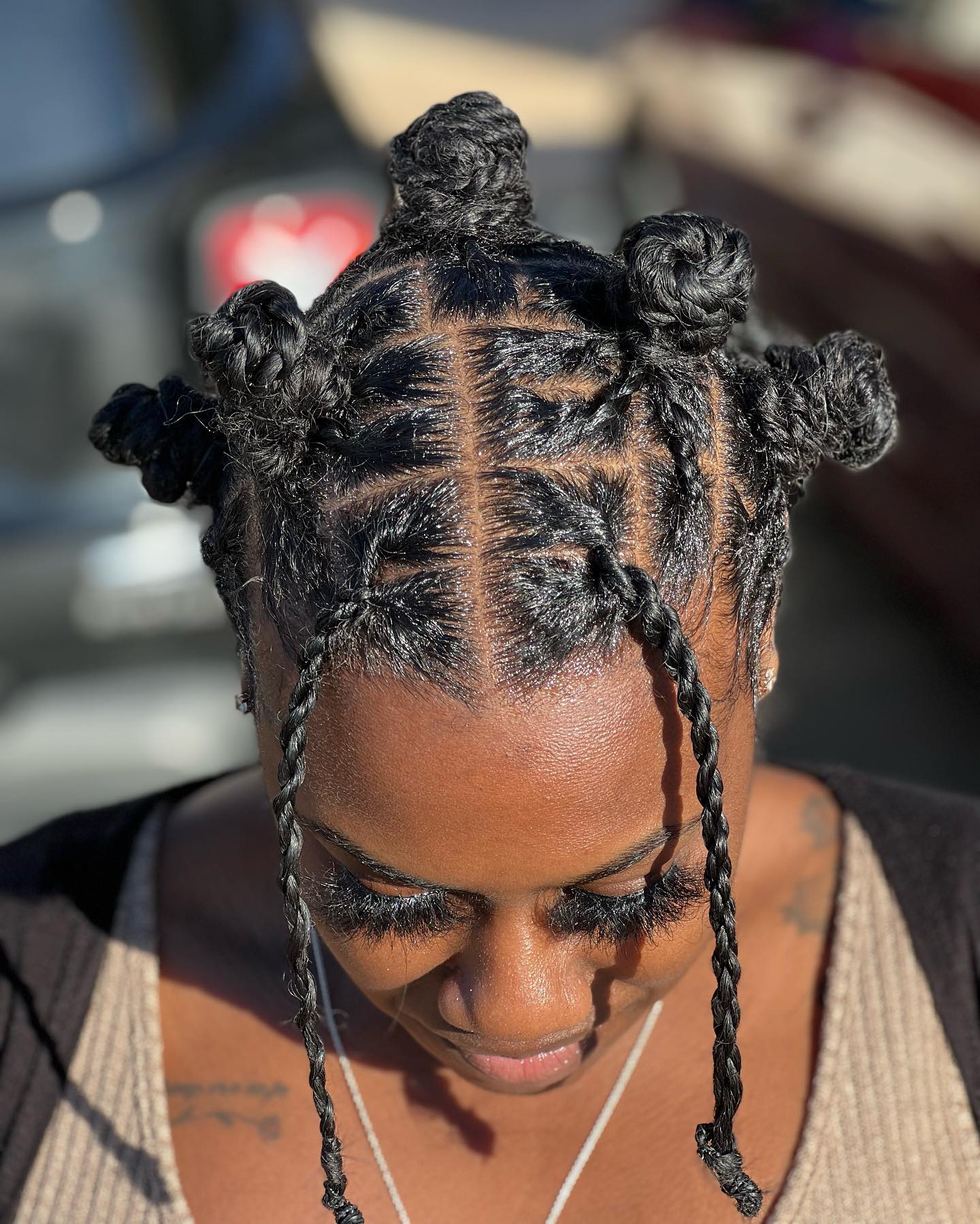 Modern Sculpted Bantu Knots with Playful Twists