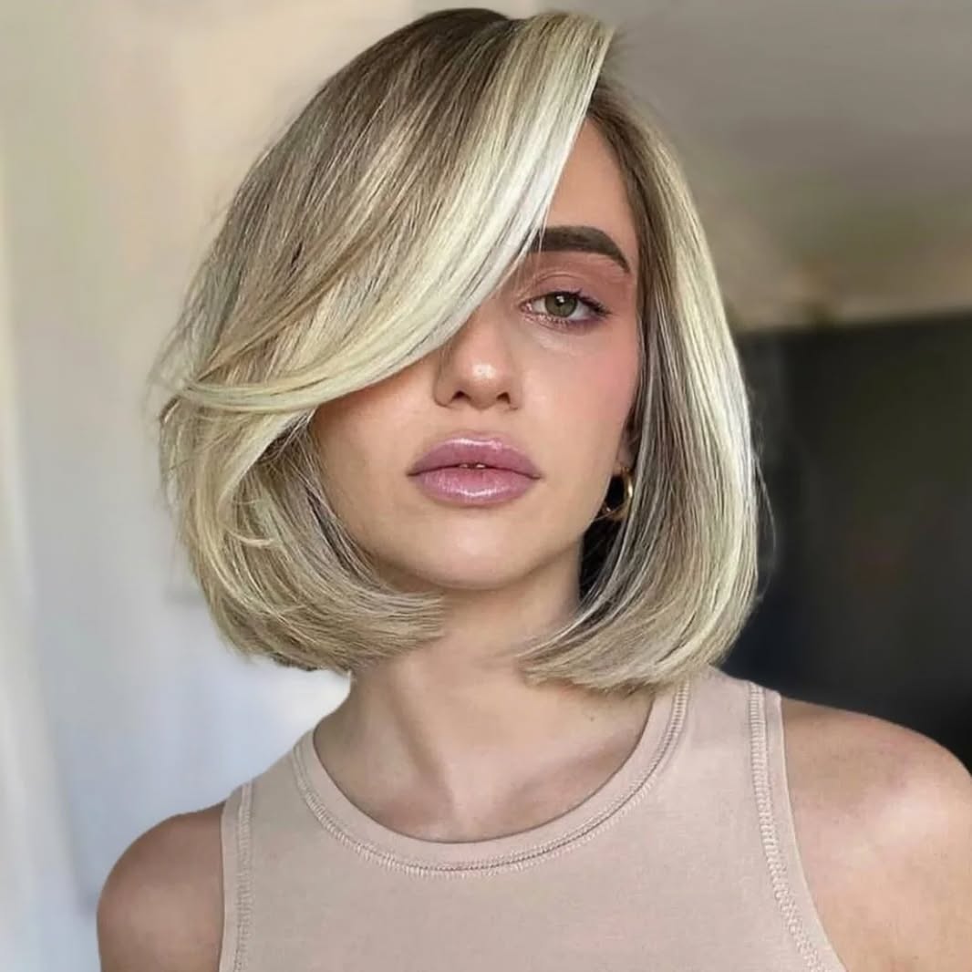 Sleek Asymmetrical Bob with Bold Side Bangs