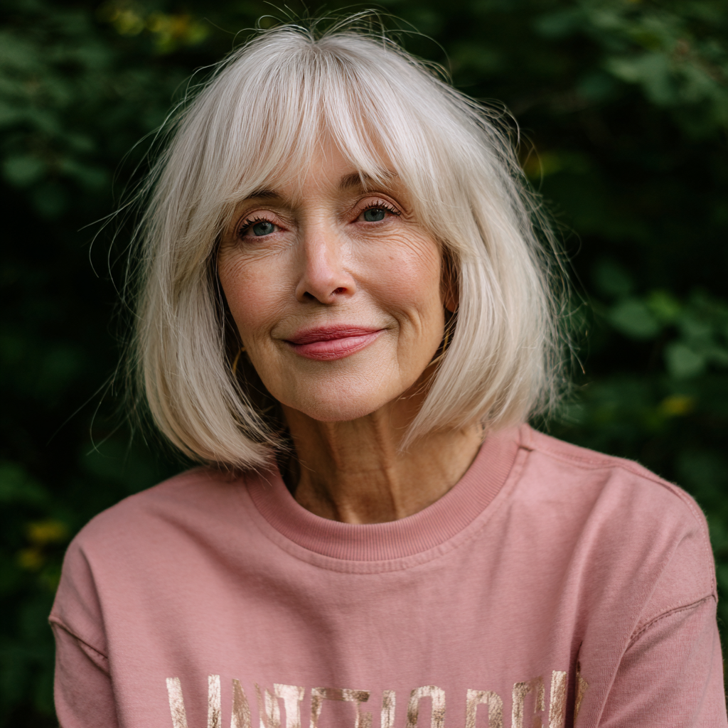 Sleek Blunt Bob with Soft Angled Bangs