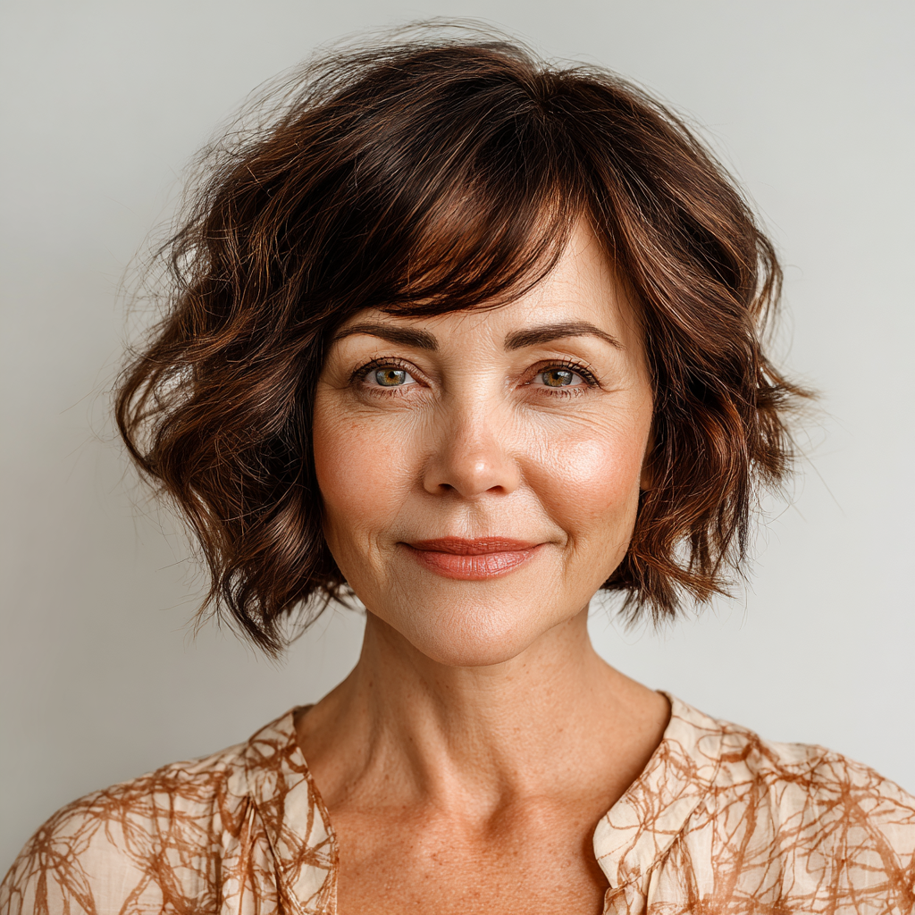Soft Textured Bob with Angled Bangs