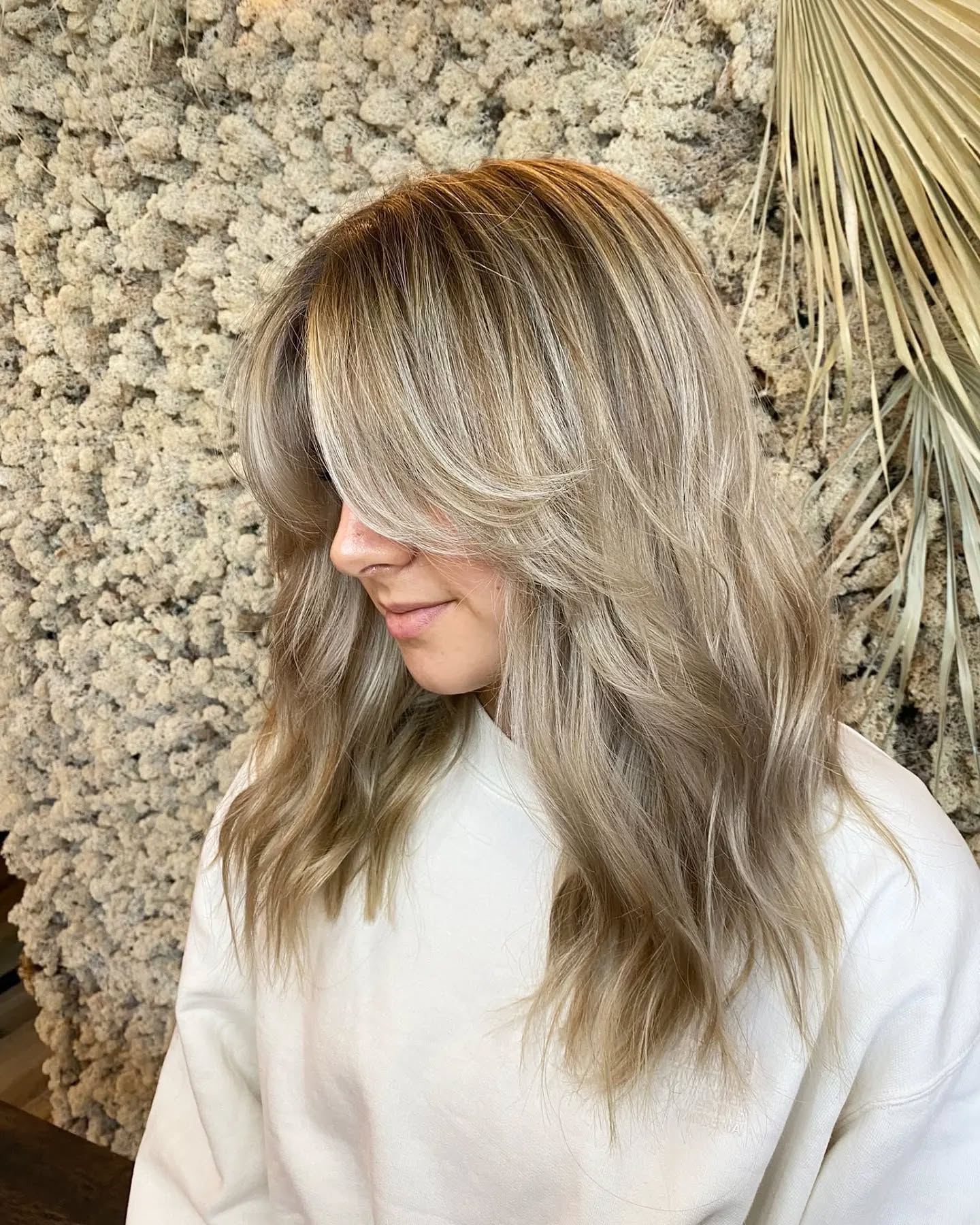 Softly Blended Long Waves with Subtle Side Bangs