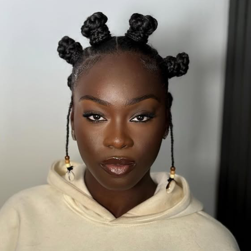 Stylish Defined Bantu Knots with Beaded Accents