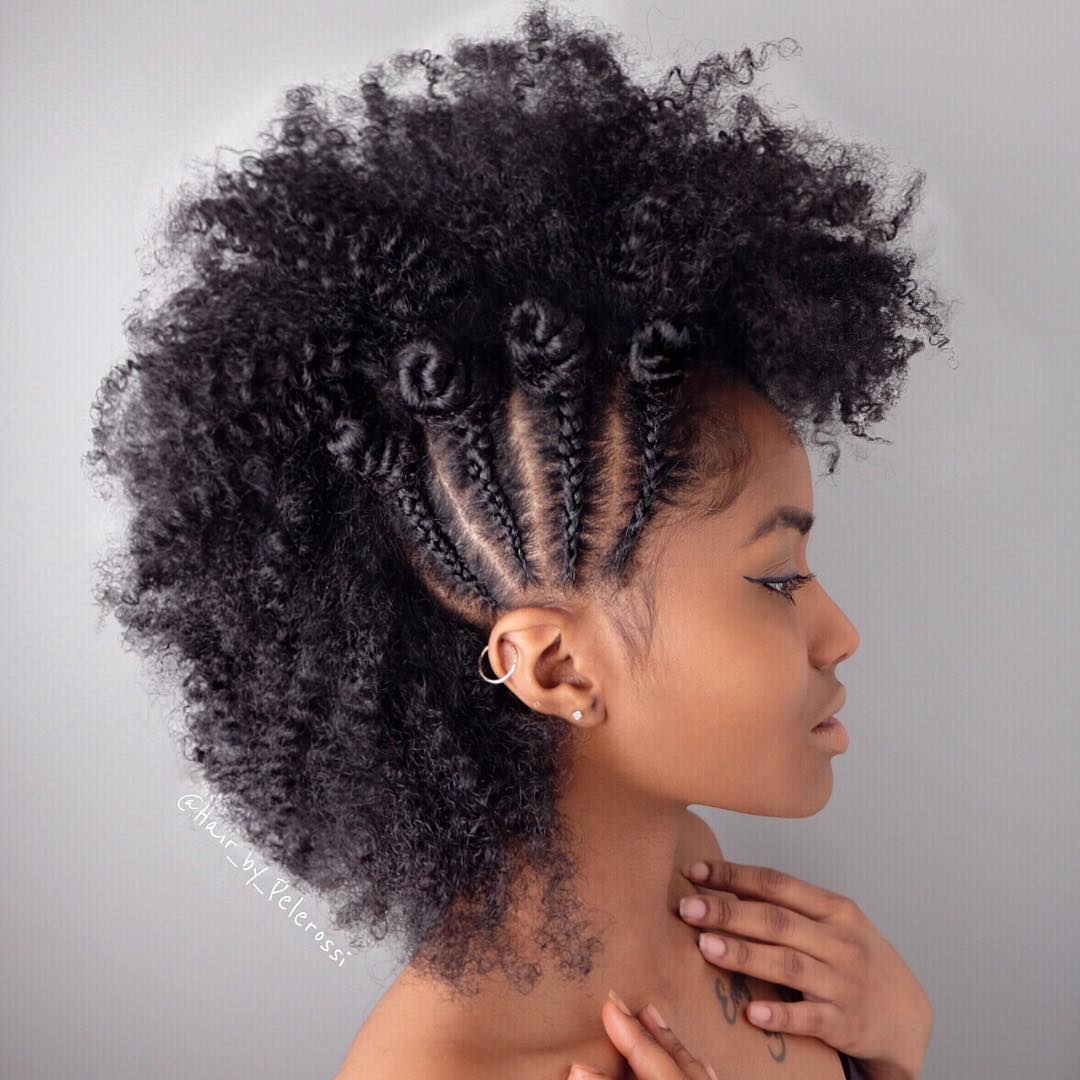 Textured High-Volume Bantu Knots with Cornrow Accents