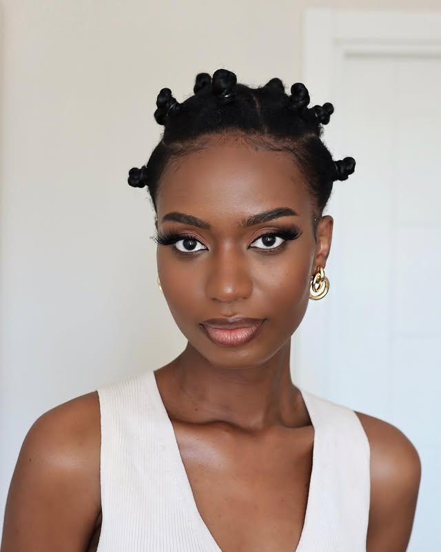 Trendy Defined Bantu Knots with Natural Shine
