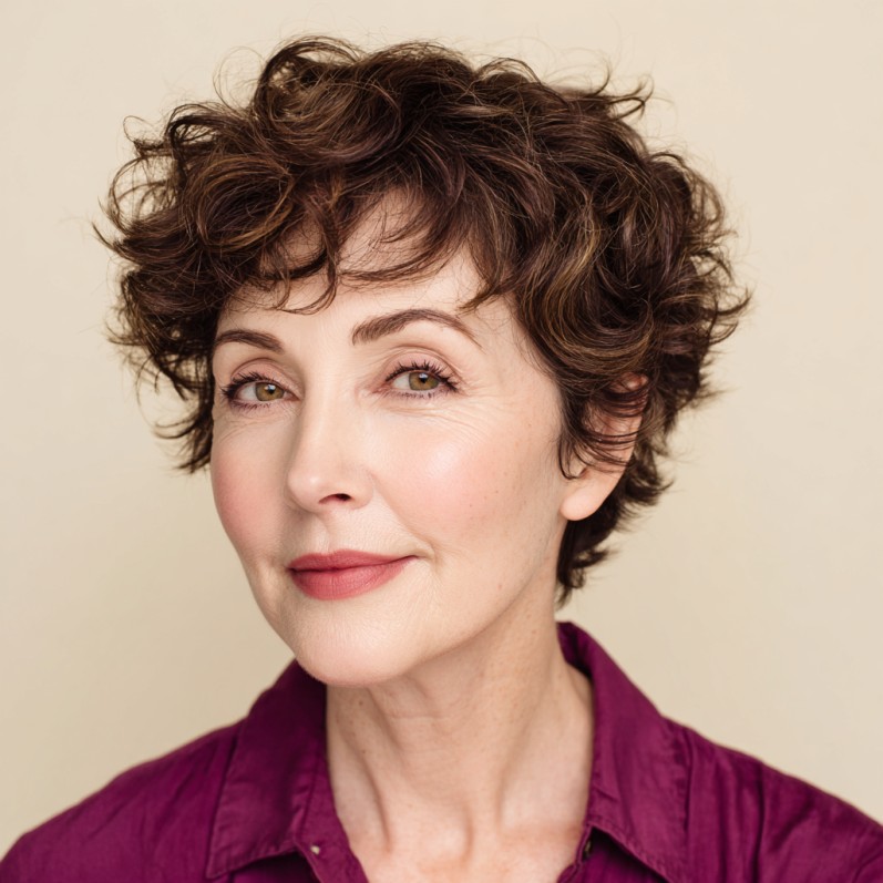 Charming Curly Pixie with Defined Texture