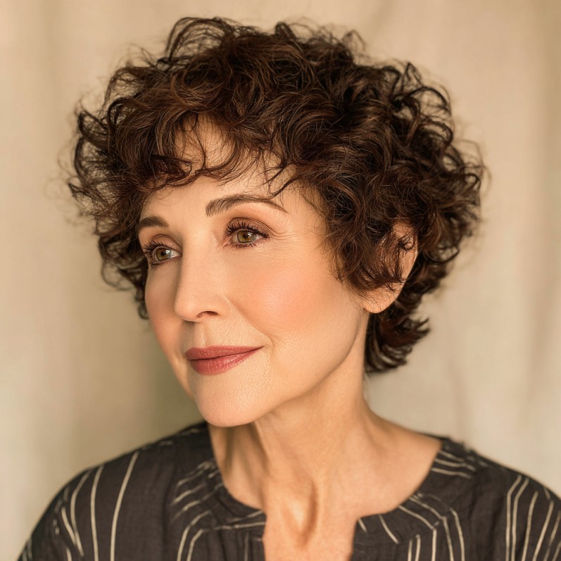 Chic Curly Pixie Cut with Textured Layers