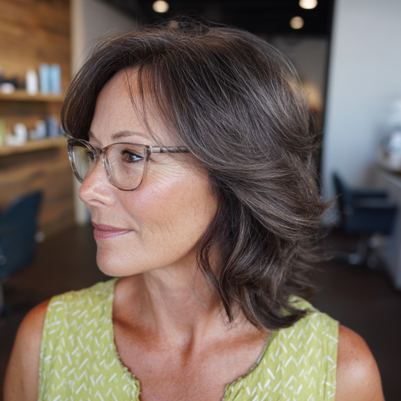 Chic Textured Shaggy Long Bob with Subtle Layers