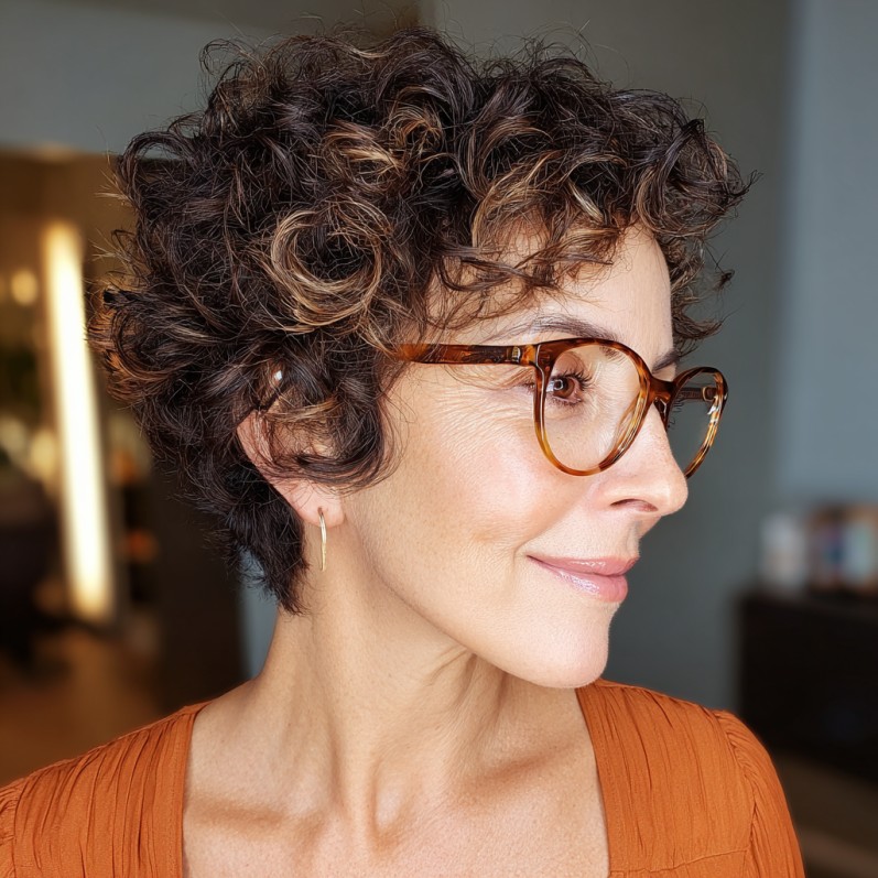 Dynamic Curly Pixie with Lively Definition