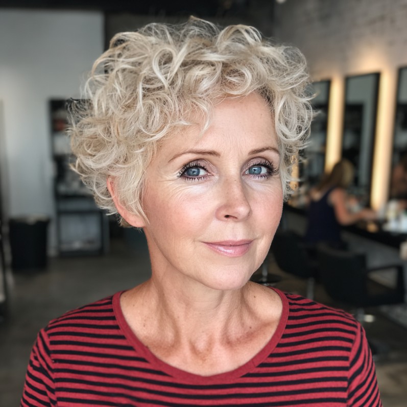 Effortlessly Chic Textured Curly Pixie Cut