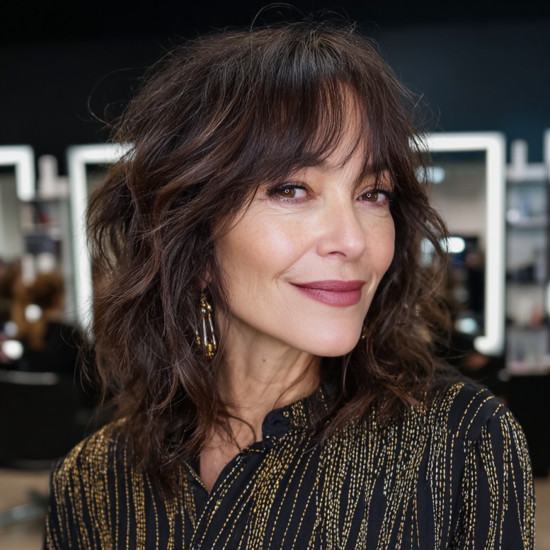 Effortlessly Textured Long Bob with Face-Framing Bangs