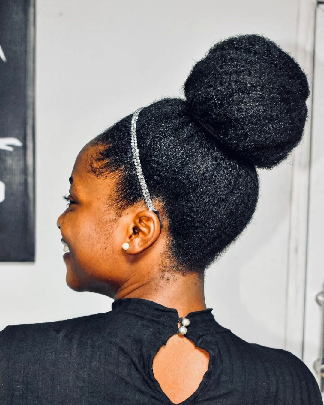 Elegant Coily High Bun with Sparkling Headband