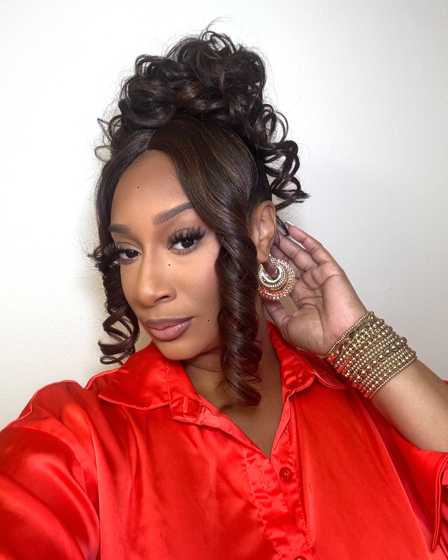 Elegant High Coily Updo with Defined Curls