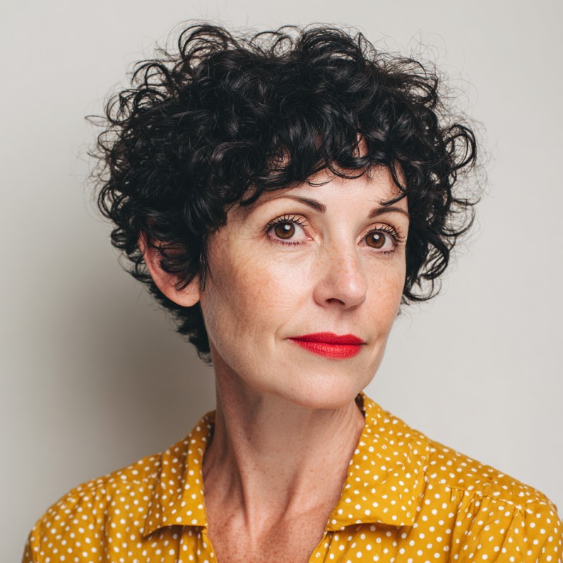 Modern Curly Pixie with Defined Curls