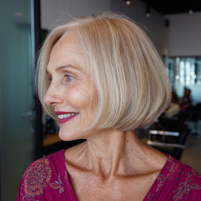 Modern Sandy Blonde A-Line Bob