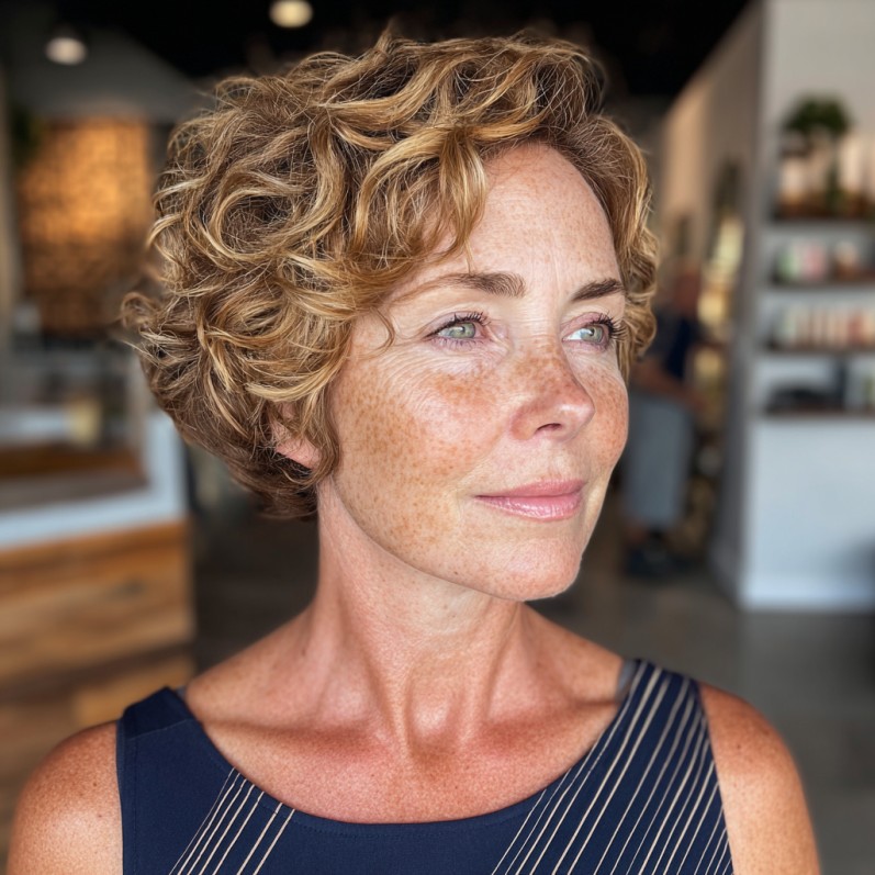 Playful Curly Pixie with Defined Layers