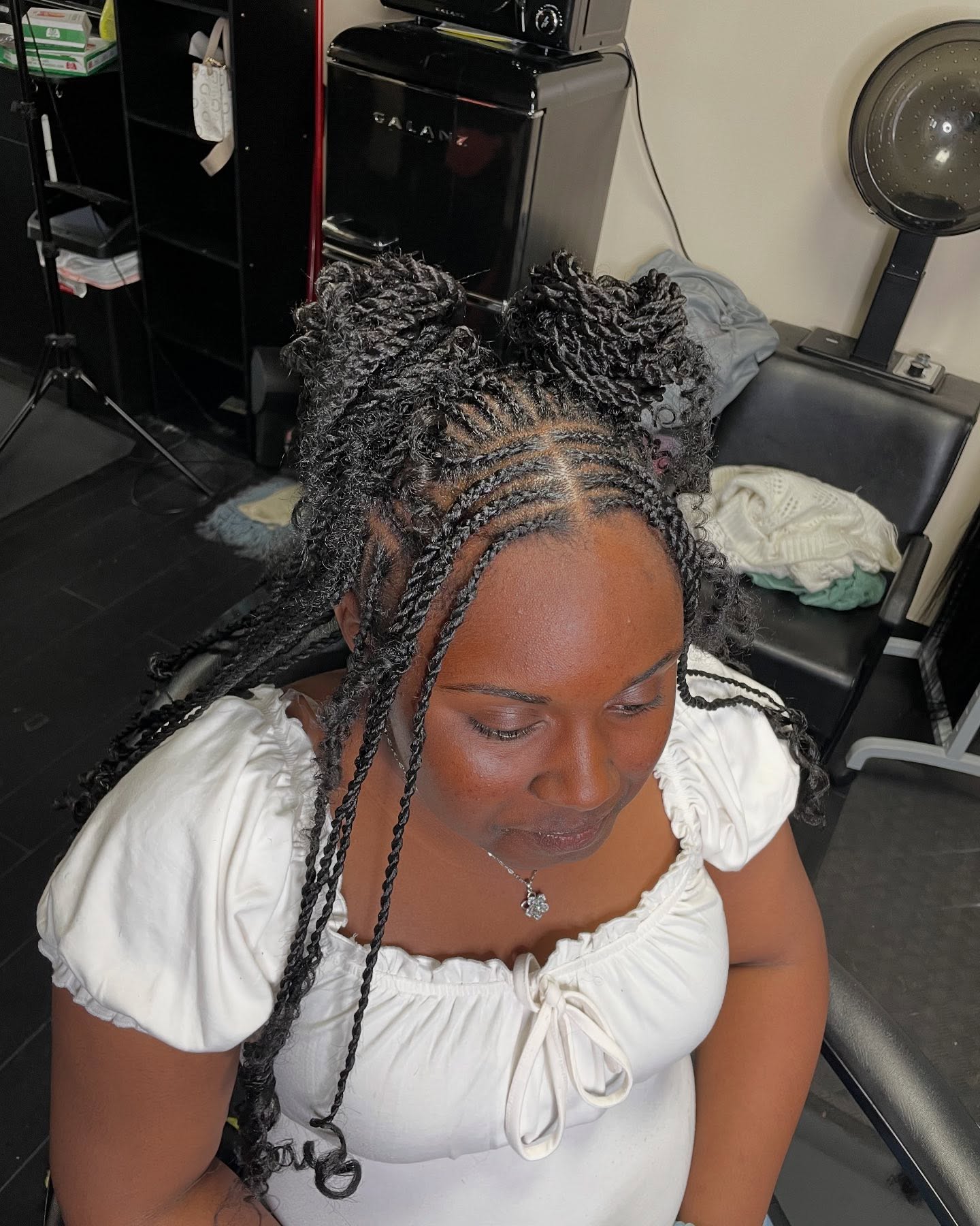 Playful Twisted Coily Pigtails with Braided Accents