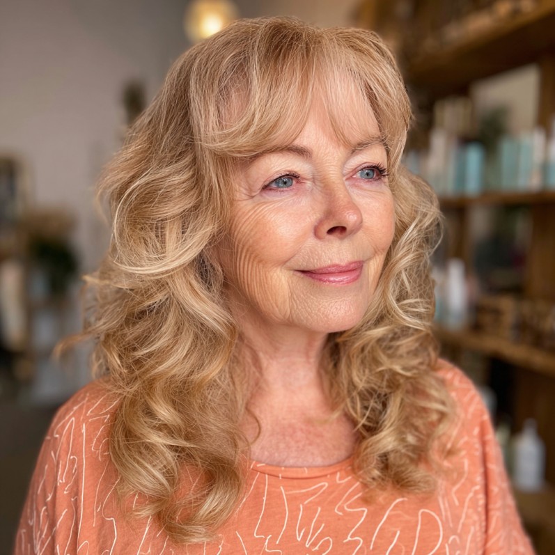 Soft Sandy Blonde Curly Layers