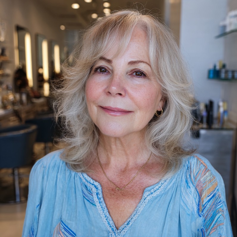 Soft Sandy Blonde Layers with Gentle Waves