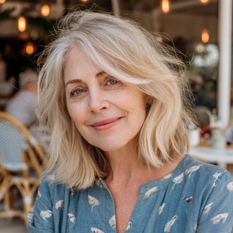 Soft Sandy Blonde Lob with Subtle Waves