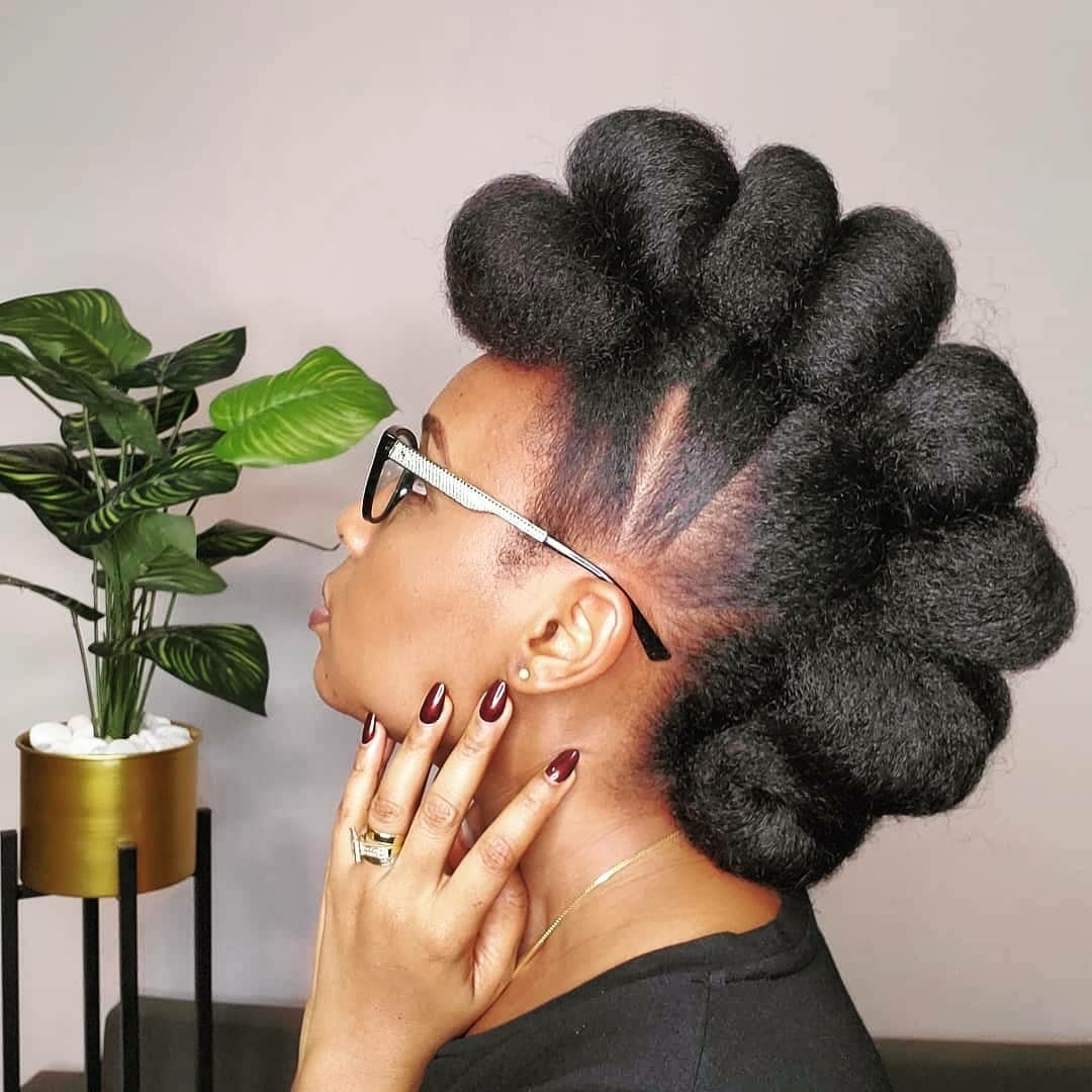 Stylish High Coily Bun with Undercut