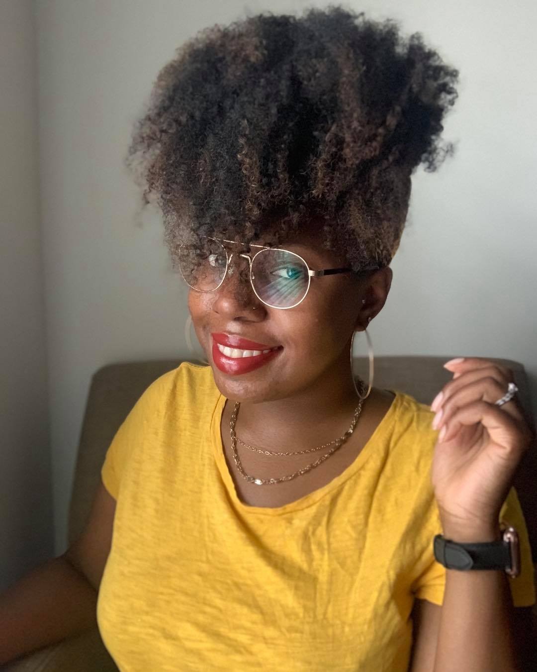 Textured Coily High Puff with Defined Curls