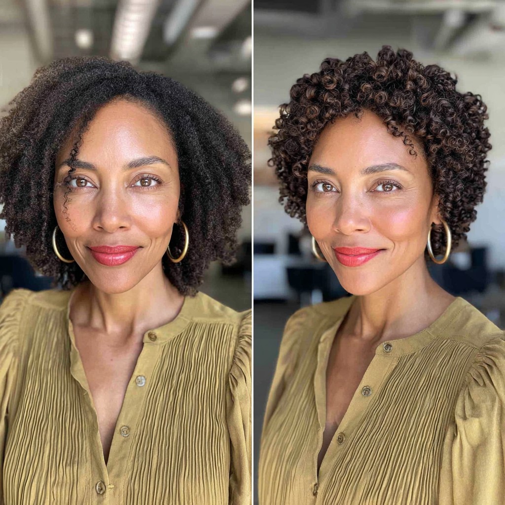 Textured Coily Pixie with Defined Curls