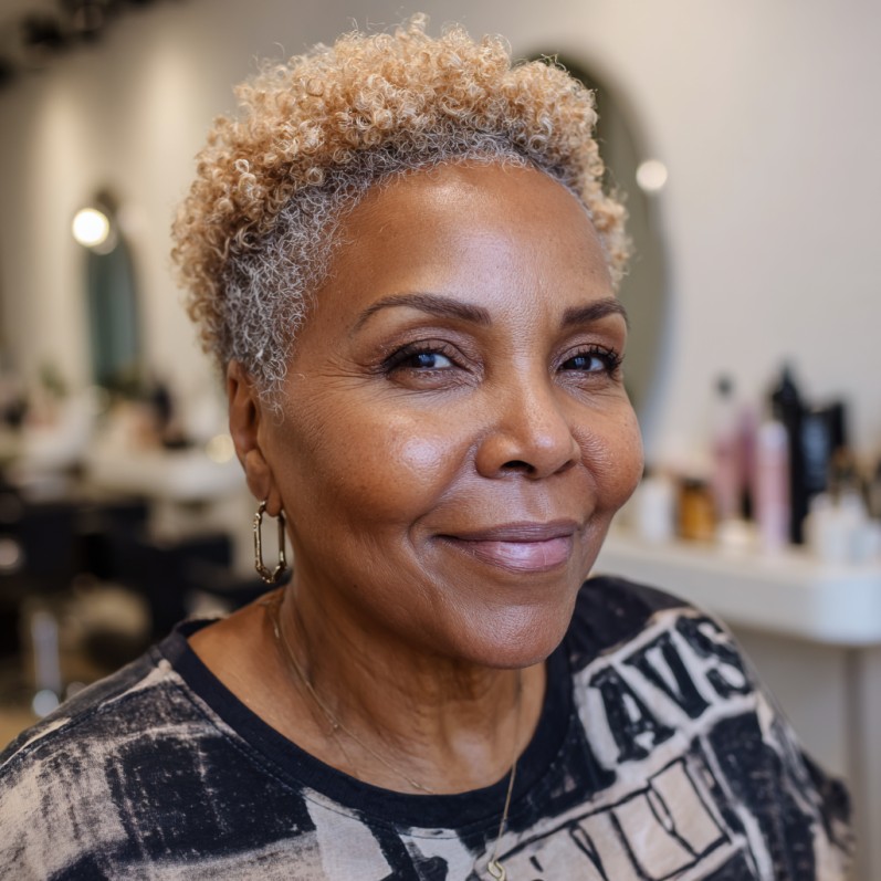 Textured Curly Pixie with Natural Volume