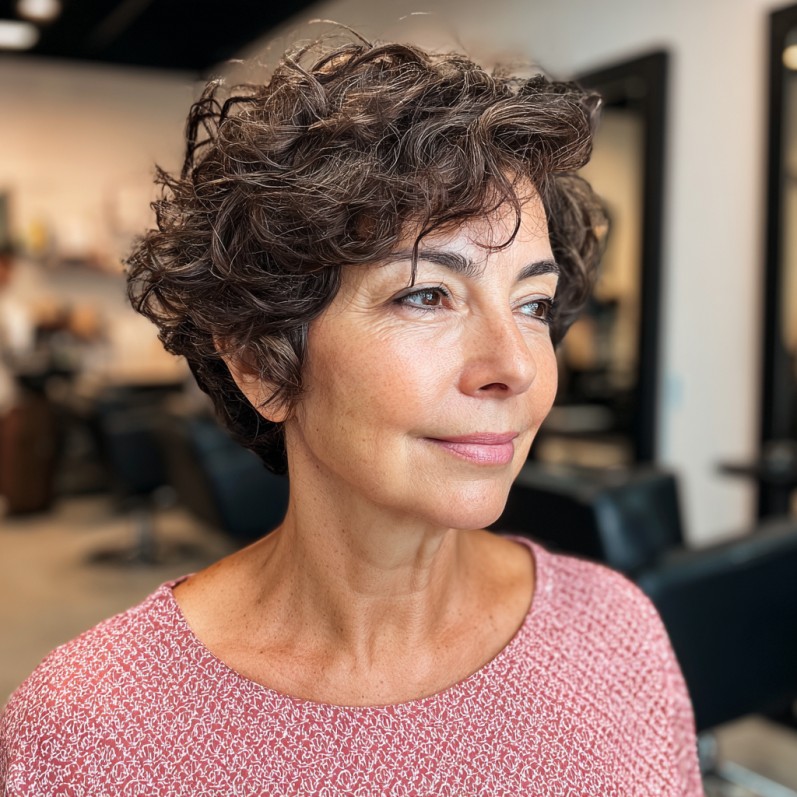Textured Curly Pixie with Soft Definition