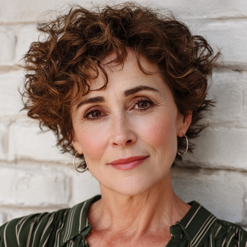 Textured Curly Pixie with Soft Framing