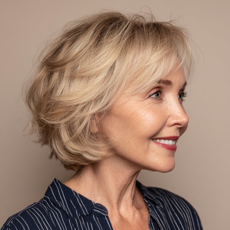 Textured Sandy Blonde Bob with Soft Layers