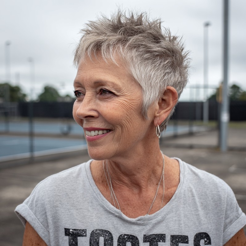 Textured Sandy Blonde Pixie with Spiky Layers