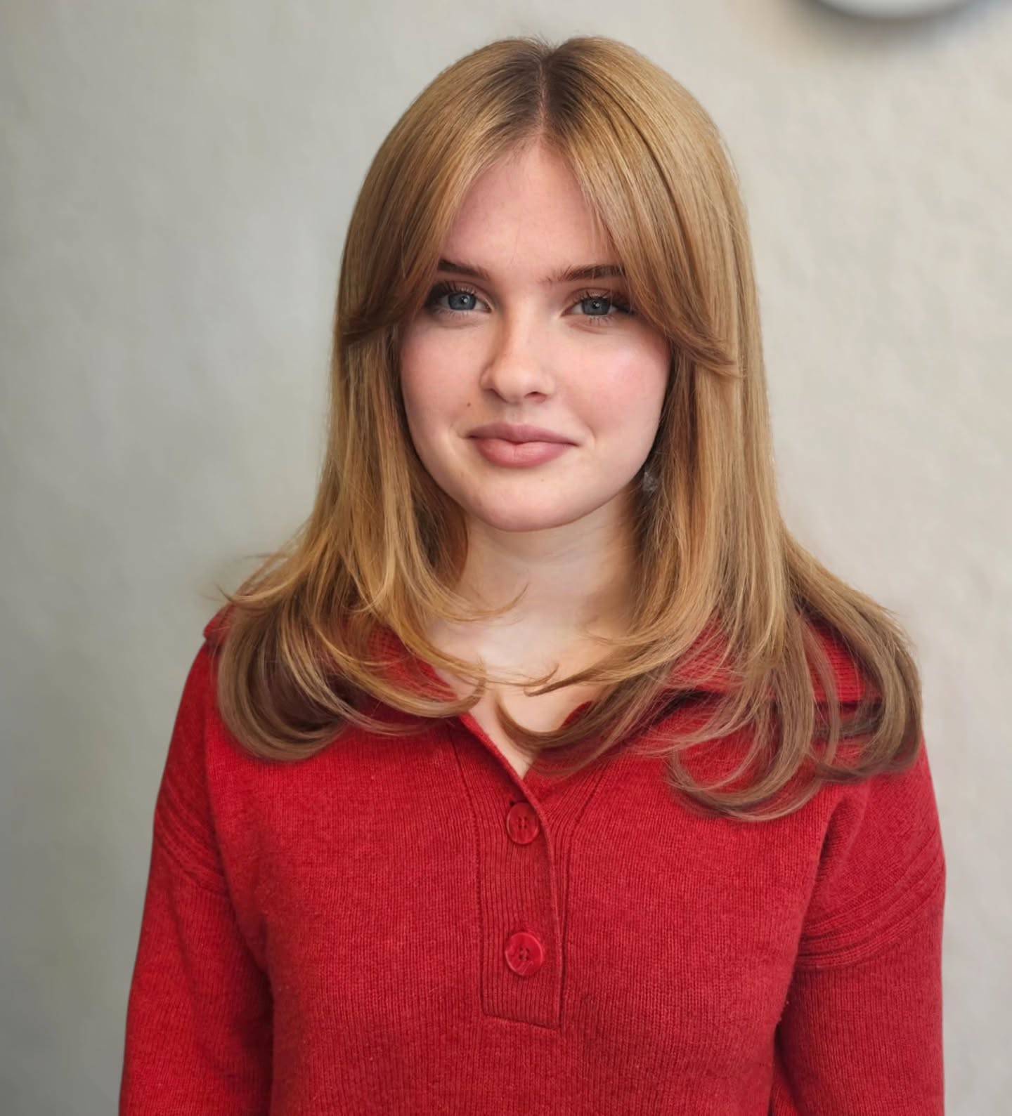 Softly Framed Brow-Skimming Bangs with Subtle Layers