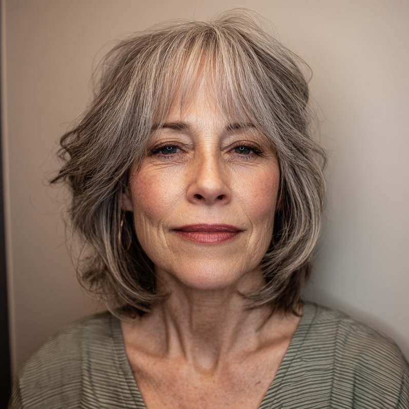 Chic Feathered Bangs with Layered Lob