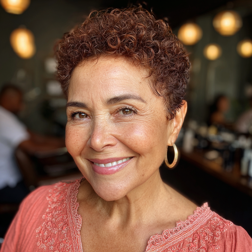 Chic Short Mahogany Brown Curly Cut with Volume