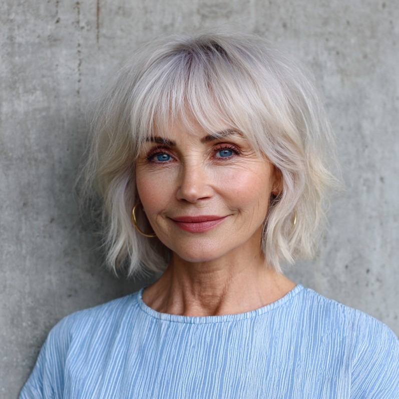 Chic Textured Bob with Soft Bangs