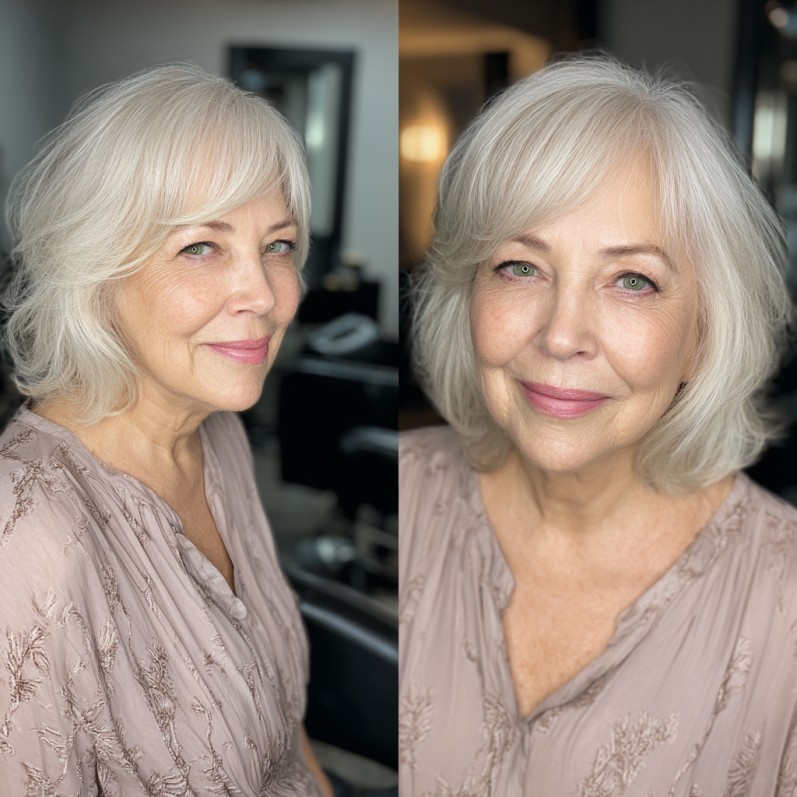 Chic Textured Bob with Soft, Feathered Bangs