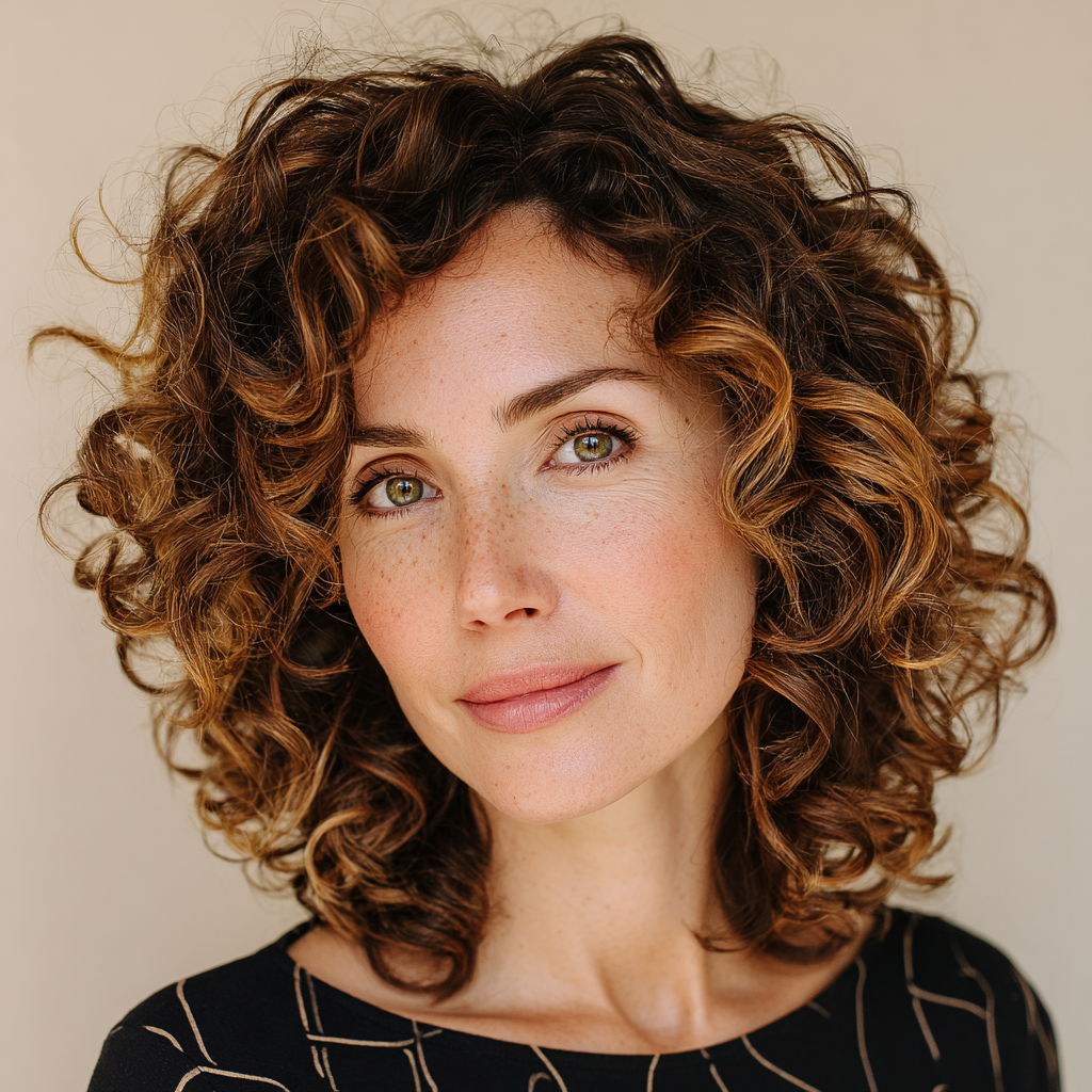 Dynamic Curly Bob with Soft Highlights