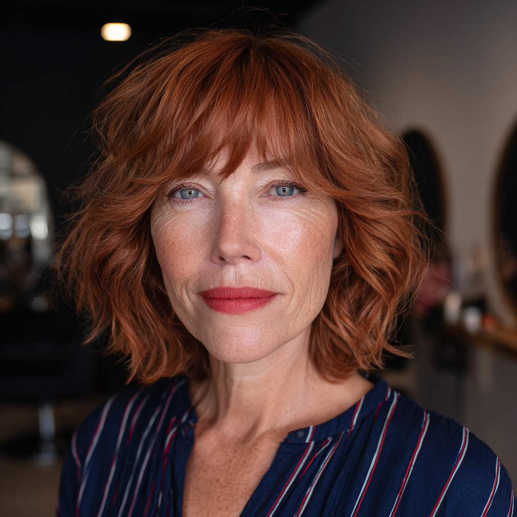 Modern Mahogany Brown Textured Bob with Soft Layers