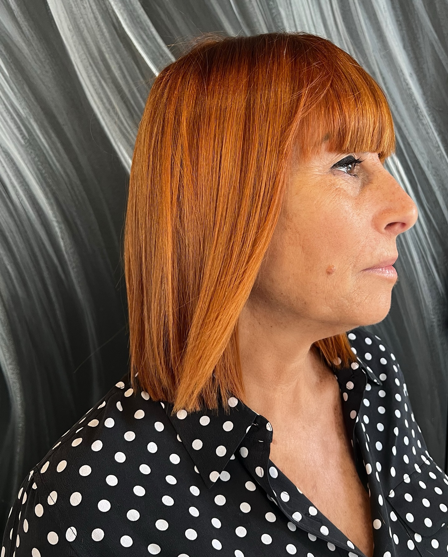 Radiant Copper Straight Bob with Soft Bangs