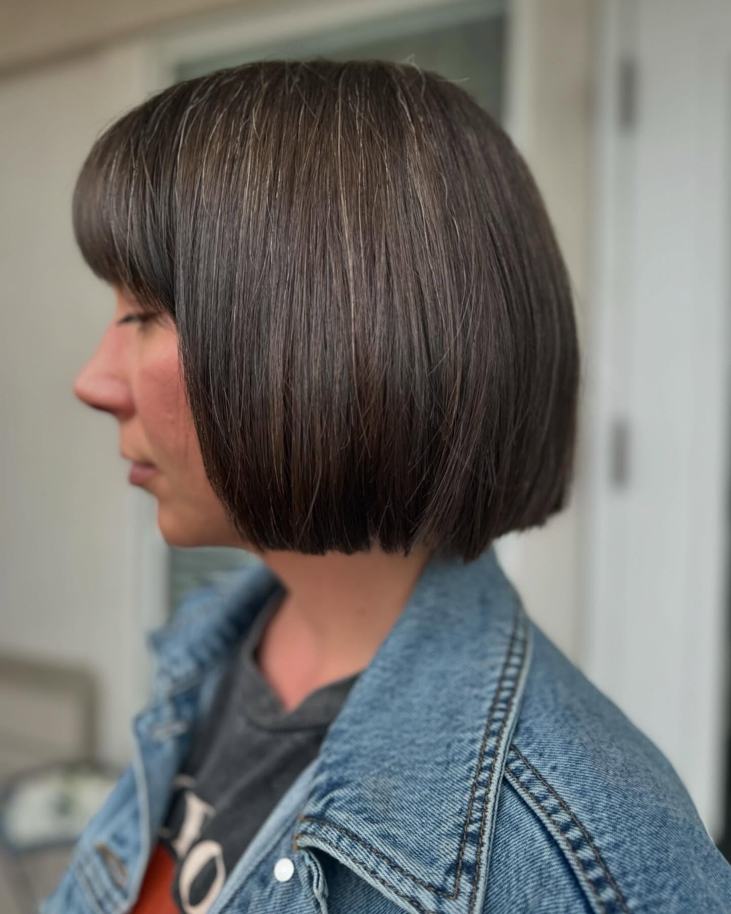 Sharp Edged Straight Bob with Subtle Silver Highlights