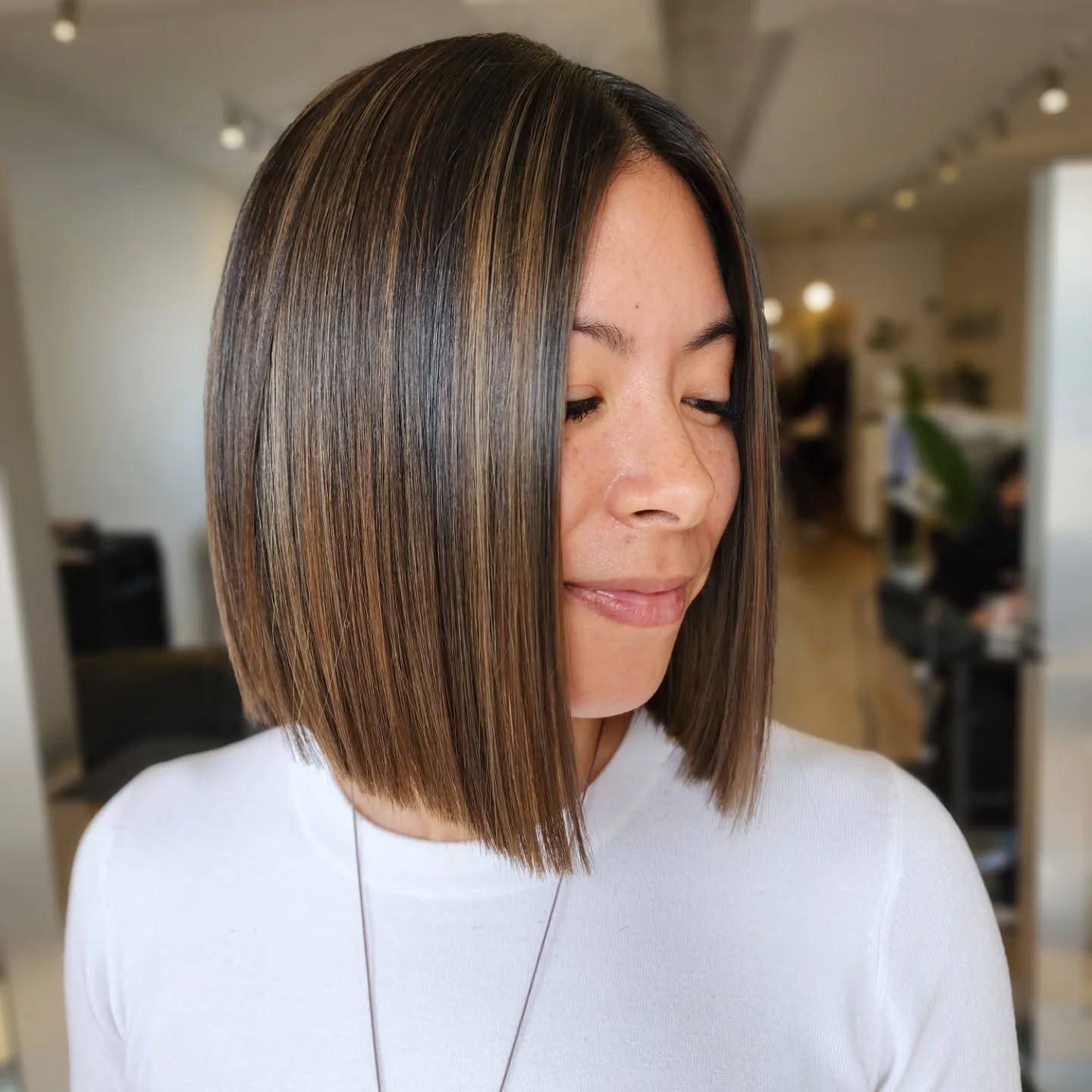 Sleek Straight Bob with Subtle Caramel Highlights