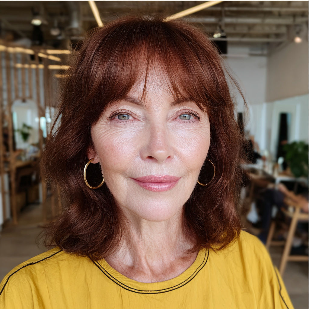 Soft Mahogany Brown Waves with Face-Framing Layers
