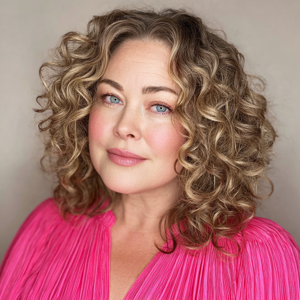 Textured Curly Lob with Soft Layers