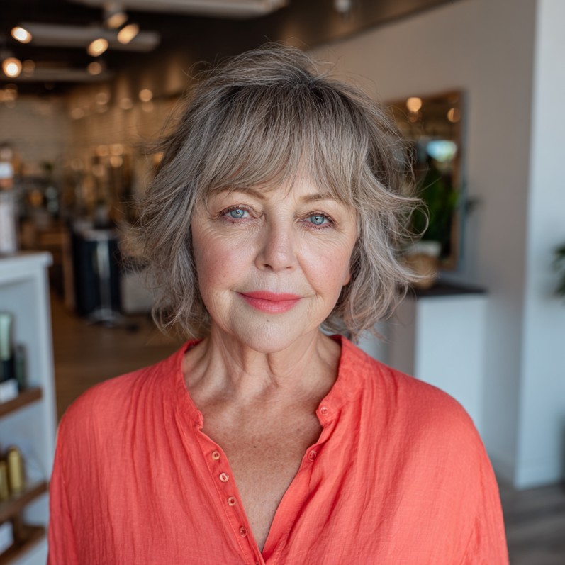 Textured Feathered Bangs with Lively Layers