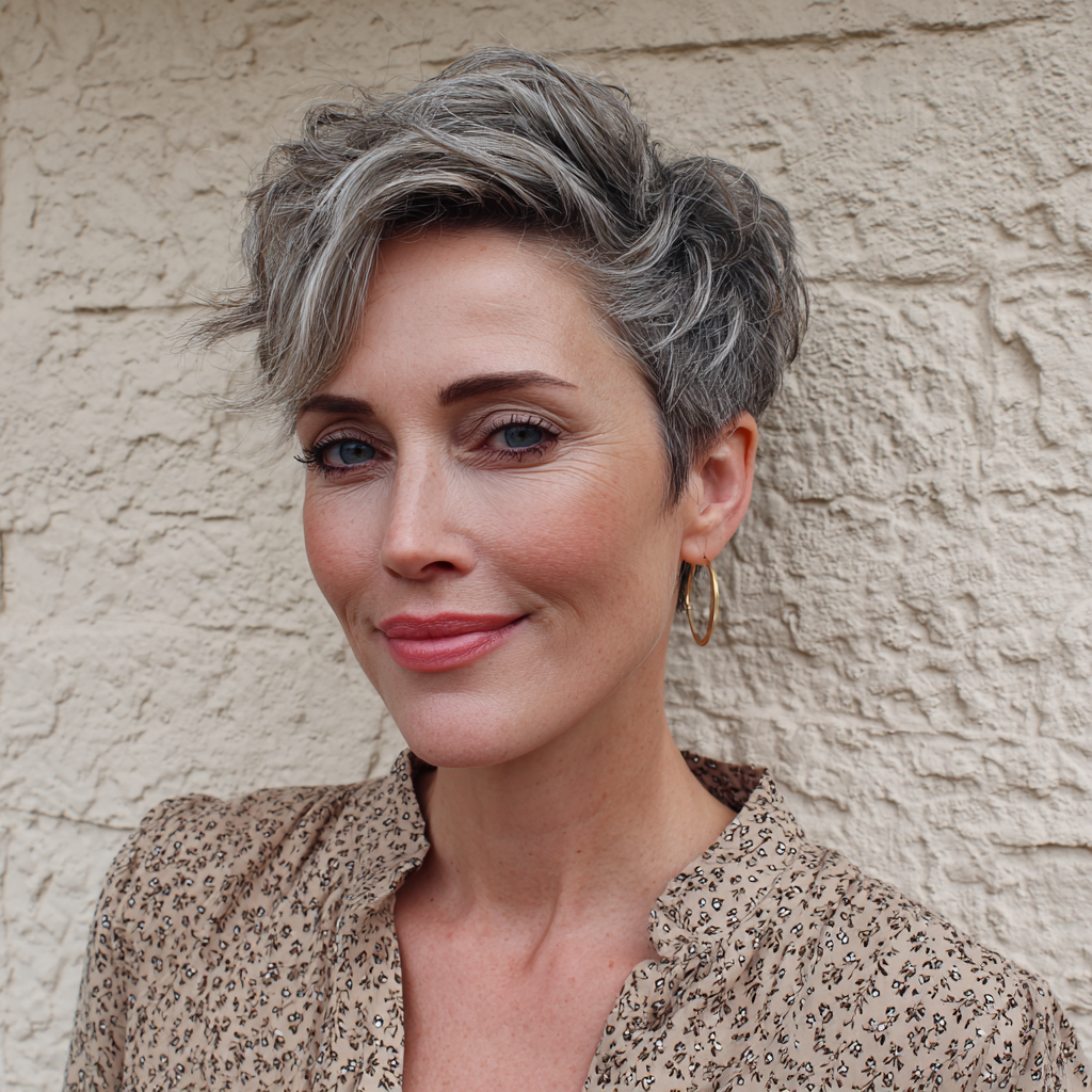 Textured Short Pixie Cut with Subtle Highlights