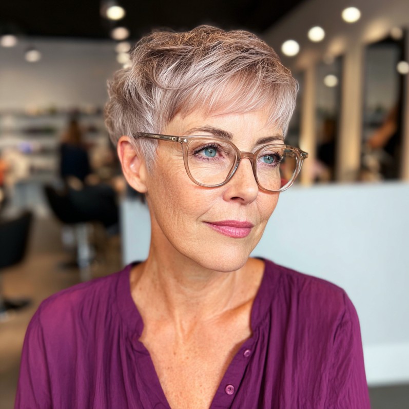Chic Textured Pixie Cut with Subtle Highlights
